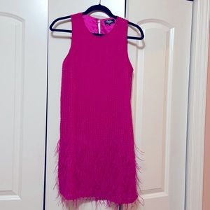 Parker Black dress with sequins and feathers